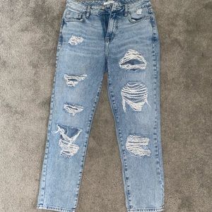 Pacsun distress light wash mom jeans